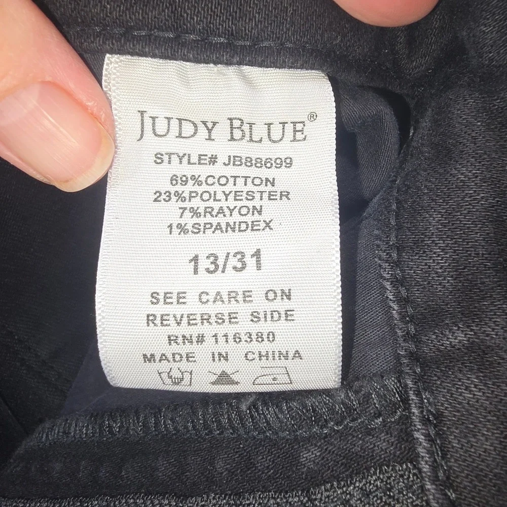 Judy Blue Black Flare Jeans High Rise Raw Hem JB88599 Womens 13/31